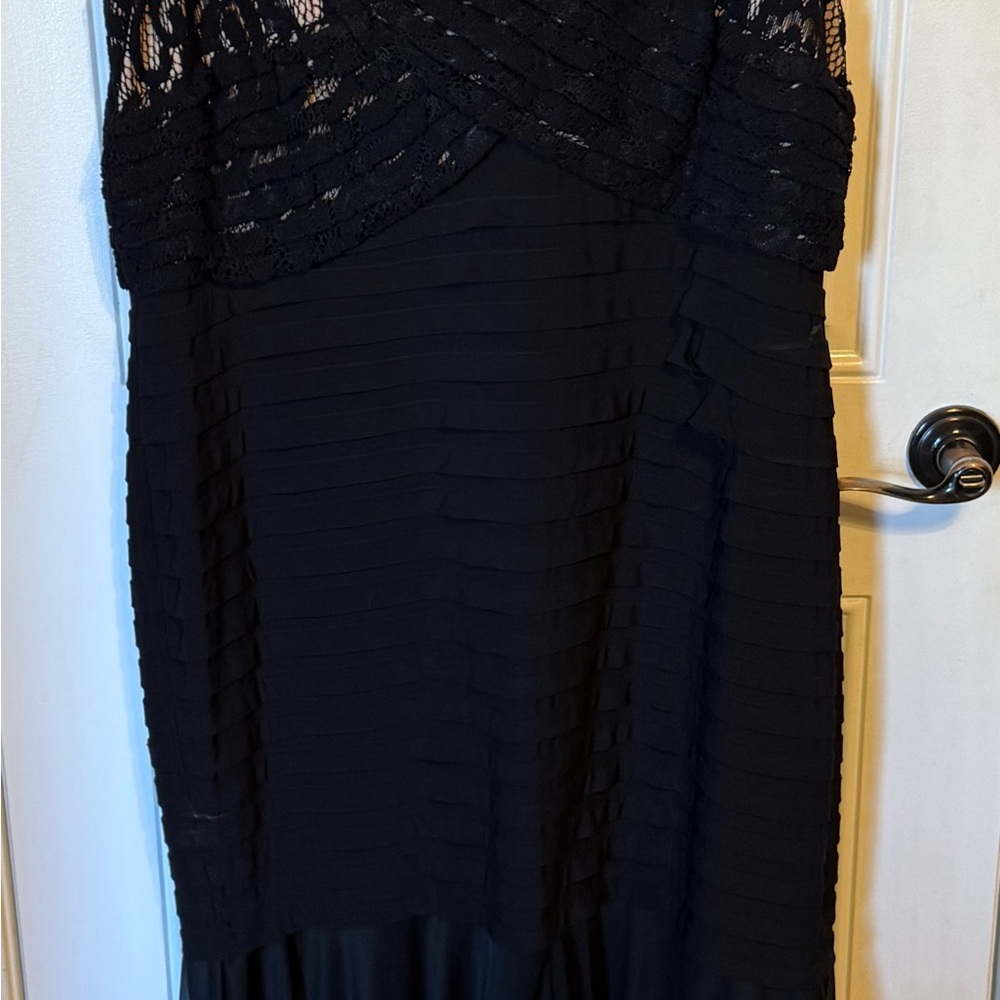 Betsy & Adam Black Lace High Low Dress